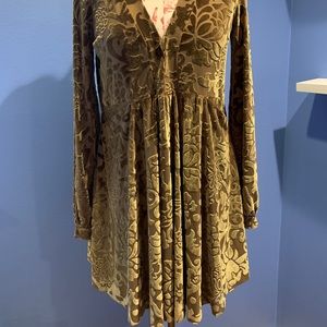 Free People Green Velvet Dress